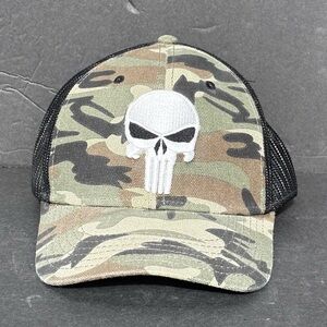 Marvel The Punisher Skull Camouflage Hat Cap Snapback Black Mesh Adjustable